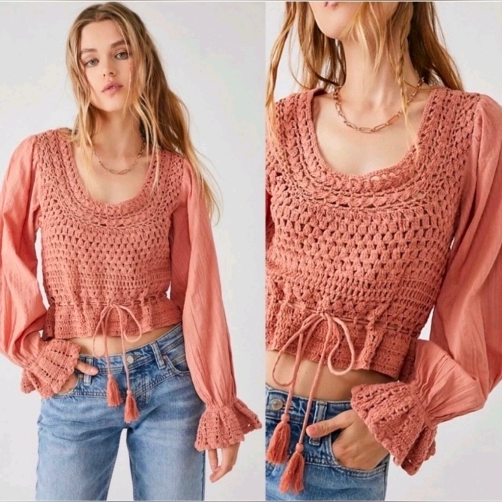 Free People Megan Crochet Top